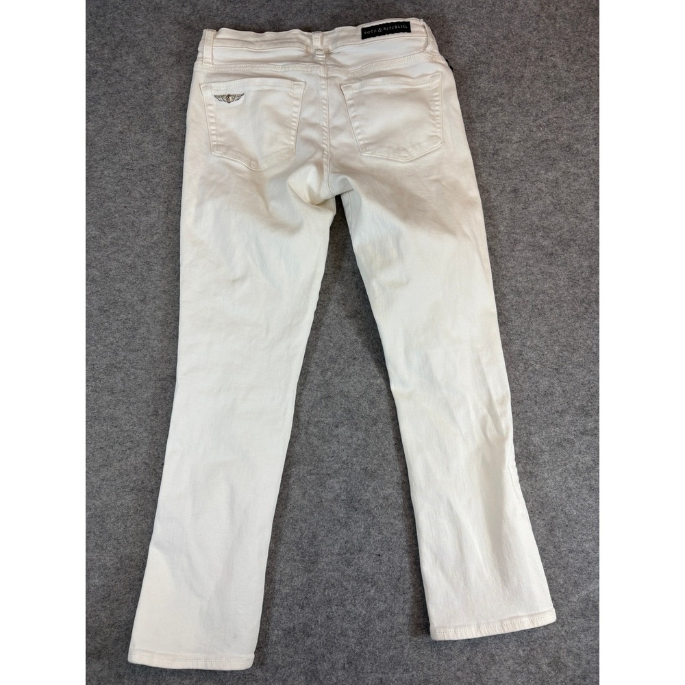 Rock Republic Jeans Womens 6 White Denim Straight Leg Mid Rise Stretch Y2K